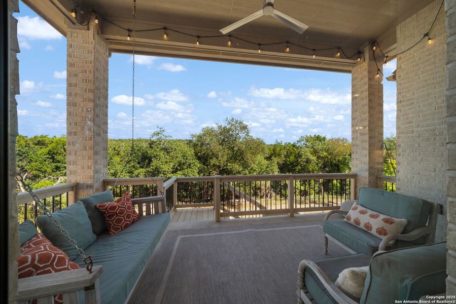 Exterior details and patio area of a home in Cibolo Canyons 60', San Antonio (Image 19).