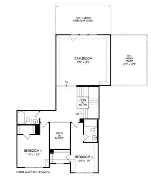 2D floor plan layout of this home in Provence - 60', Austin, TX (Image 5). 2D floor plan layout of this home in Provence - 60', Austin, TX (Image 5).
