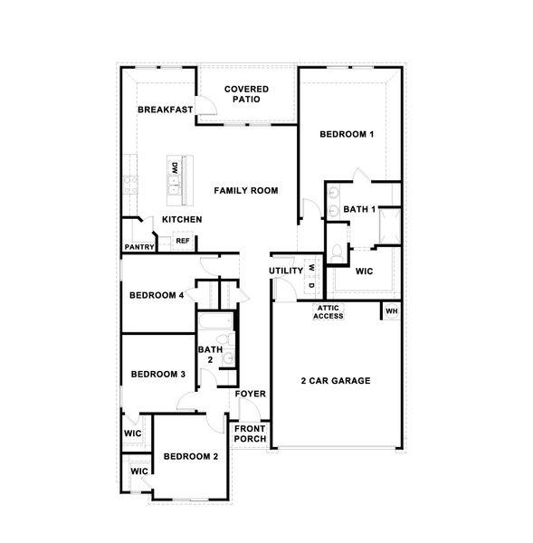 2D floor plan layout for the The Fargo by D.R. Horton in Watermill, Uhland, TX (Image 3).