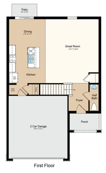 2D floor plan layout of this home in Westview, Kissimmee, FL (Image 3).
