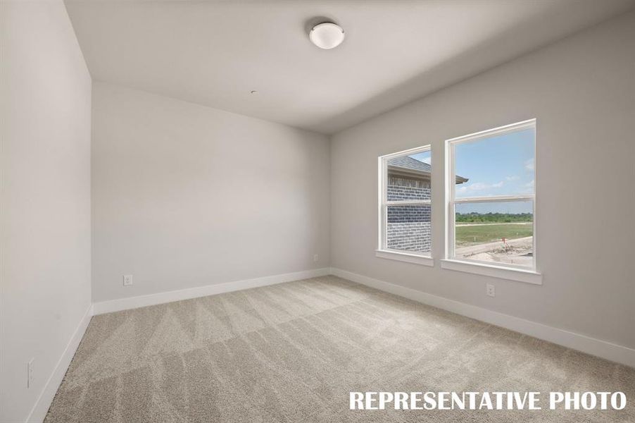 Our Bella plan offers a spacious secondary bedroom complete with en suite bath!  REPRESENTATIVE PHOTO