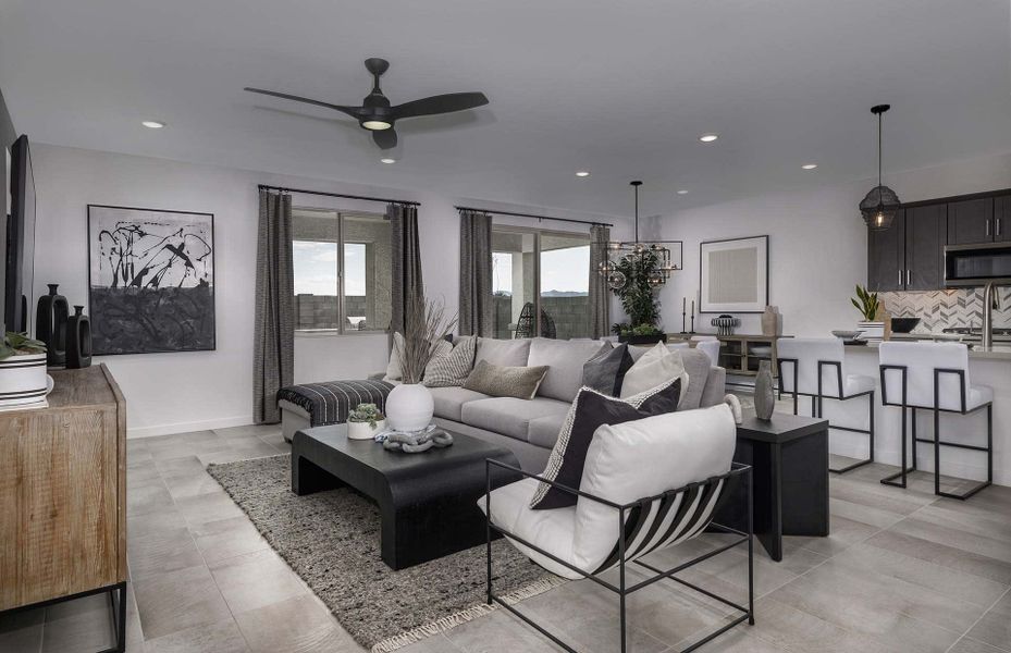 Great Room - Kitchen - Dining Area | Parker | Sunrise - Valley Series | Surprise, AZ | Landsea Homes