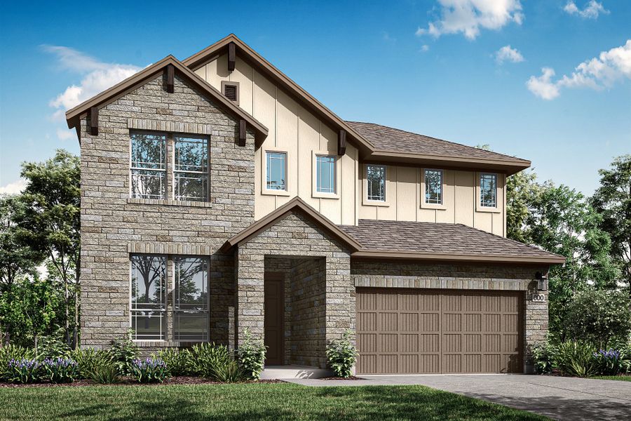 Representative exterior photo of a completed home built from the Sheldon by Tri Pointe Homes in Heritage, Dripping Springs, TX (Image 26).