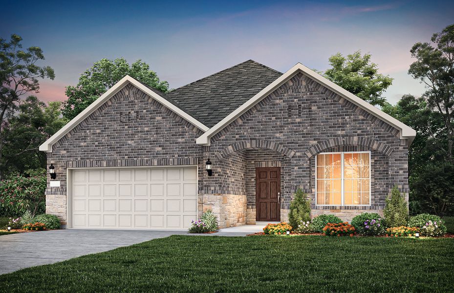 Exterior 37, with stone accents and a 2-car garage with extra storage space