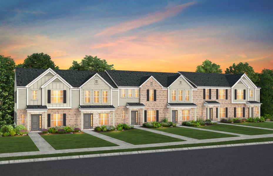 Front exterior of a new home in Riverstone, Monroe, NC, highlighting curb appeal (Image 20).