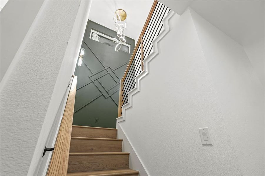 Stairway with a textured wall