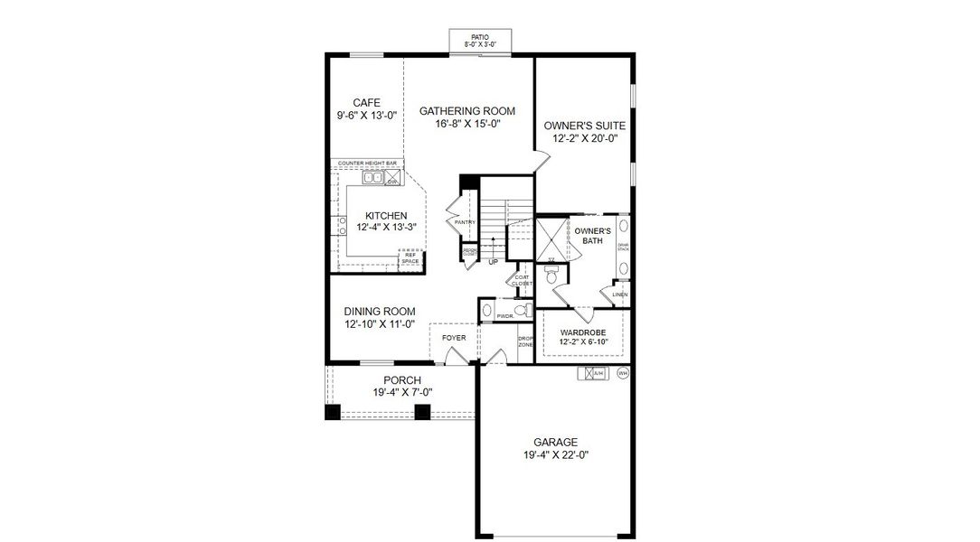 2D floor plan layout for the Wayfair II by Highland Homes of Florida in Myrtlebrook Preserve, Lakeland, FL (Image 3).