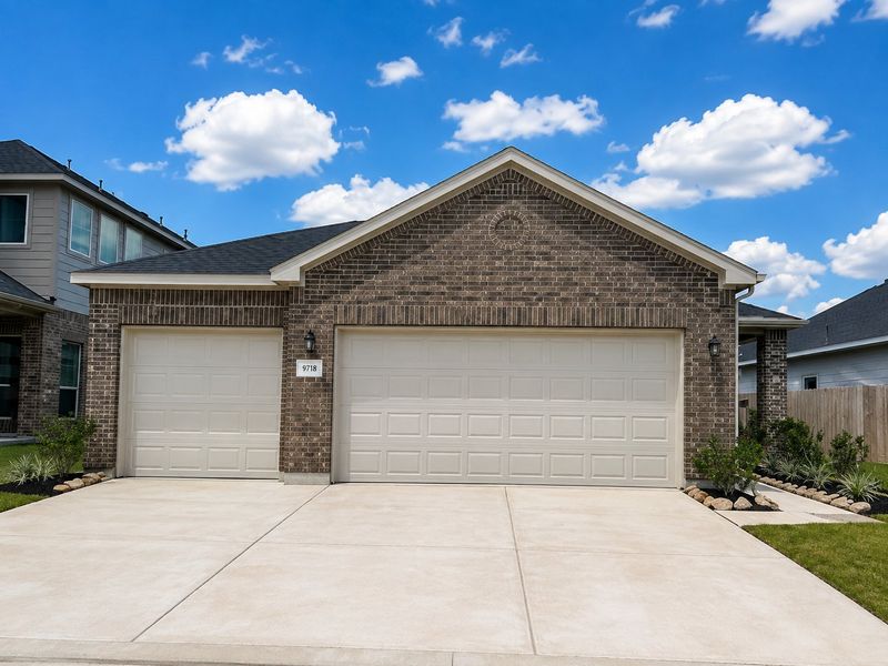 Front exterior of a new home in Enclave at Willis, Willis, TX, highlighting curb appeal (Image 1). Front exterior of a new home in Enclave at Willis, Willis, TX, highlighting curb appeal (Image 1).