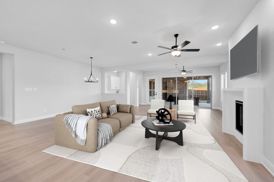 Furnished interior view inside a new home in Elements at Viridian - Traditional Series, Arlington (Image 6). Furnished interior view inside a new home in Elements at Viridian - Traditional Series, Arlington (Image 6).
