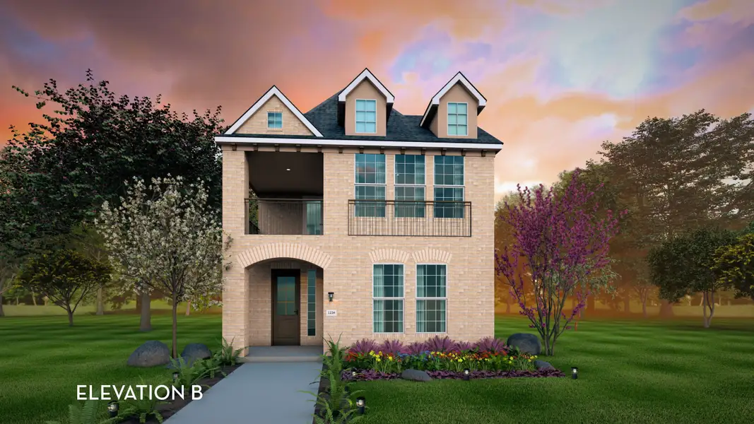 Representative exterior photo of a completed home built from the Shasta by CastleRock Communities in The Summit at Center Stage, Keller, TX (Image 2).