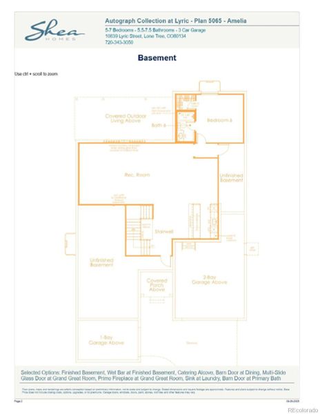 2D floor plan layout of this home in Autograph at Lyric, Lone Tree, CO (Image 6).