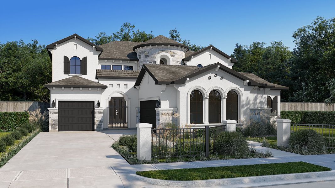 Representative exterior photo of a completed home built from the 4377S by Perry Homes in Santa Rita Ranch Tierra Rosa, Liberty Hill, TX (Image 5).