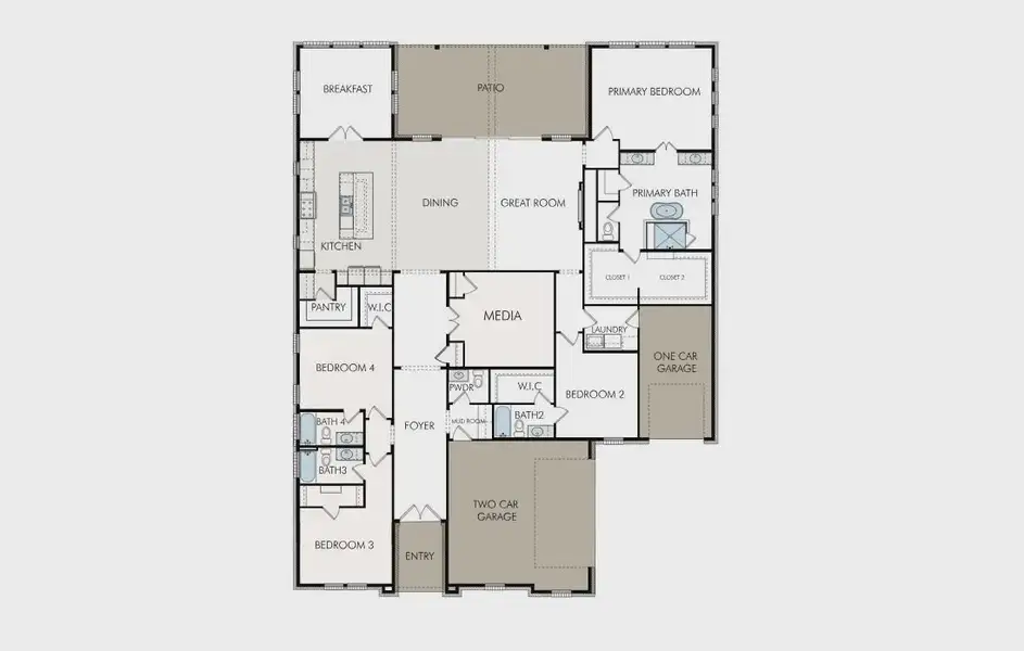 2D floor plan layout of this home in Feathergrass, Georgetown, TX (Image 5).