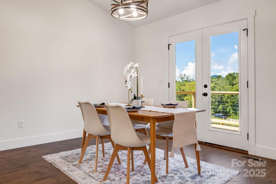 Dining area with deck access