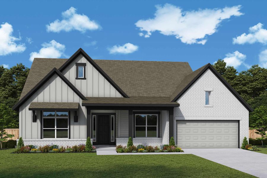 Representative exterior photo of a completed home built from the The Lotus by David Weekley Homes in Colton 65' Homesites, Montgomery, TX (Image 14). Representative exterior photo of a completed home built from the The Lotus by David Weekley Homes in Colton 65' Homesites, Montgomery, TX (Image 14).