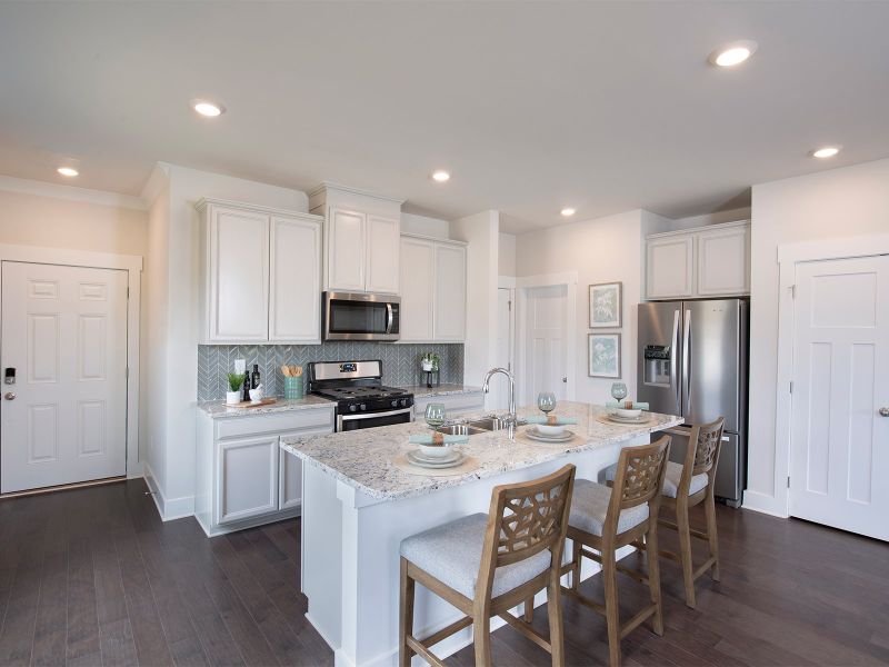 Kitchen in the Jade floorplan at a Meritage Homes community in Greenville, SC.