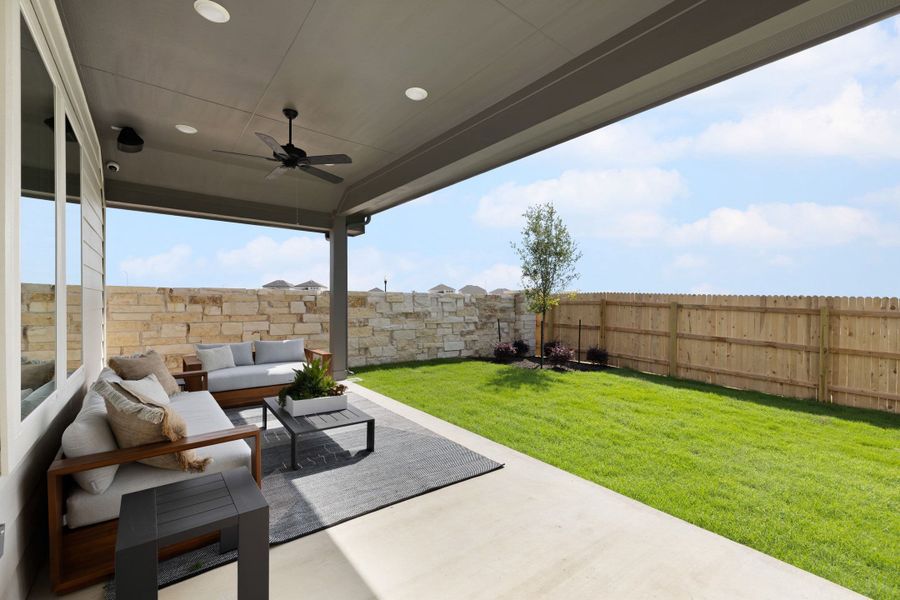 Exterior details and patio area of a home in Turner's Crossing, Buda (Image 27). Exterior details and patio area of a home in Turner's Crossing, Buda (Image 27).
