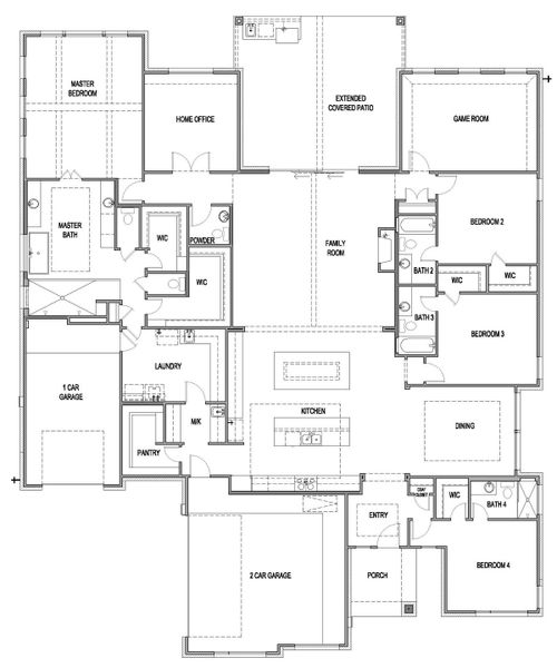 2D floor plan layout of this home in Leander Estates, Leander, TX (Image 4).