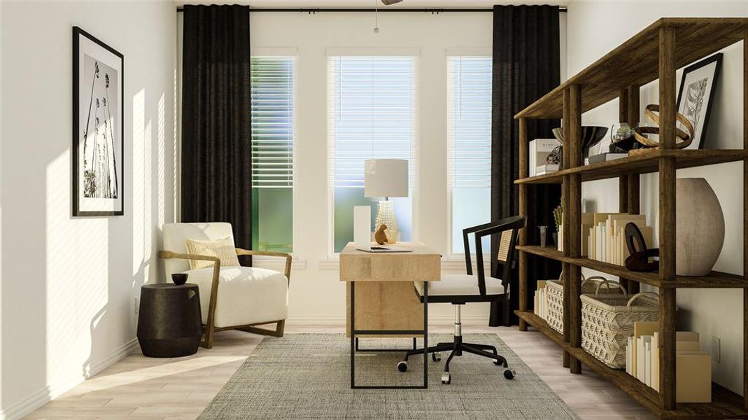 Living area featuring light hardwood / wood-style flooring