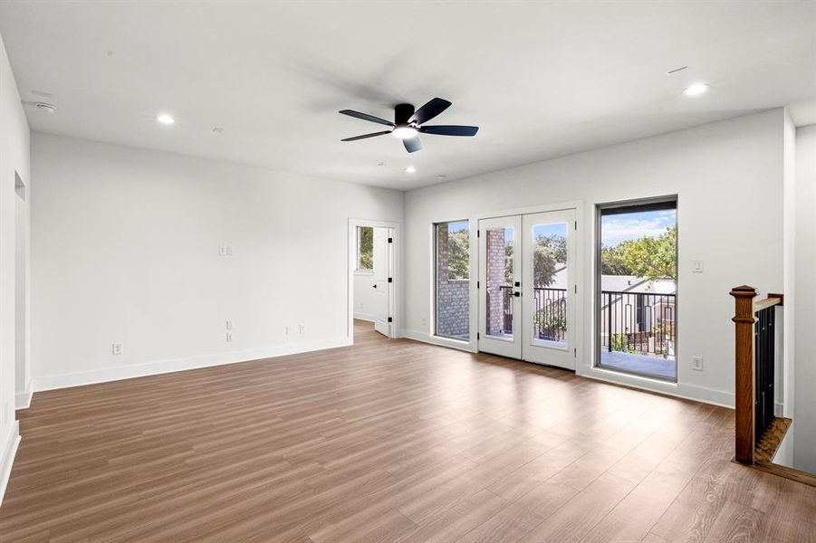 Enjoy beautiful sunset views from the balcony that opens from the upstairs gameroom.