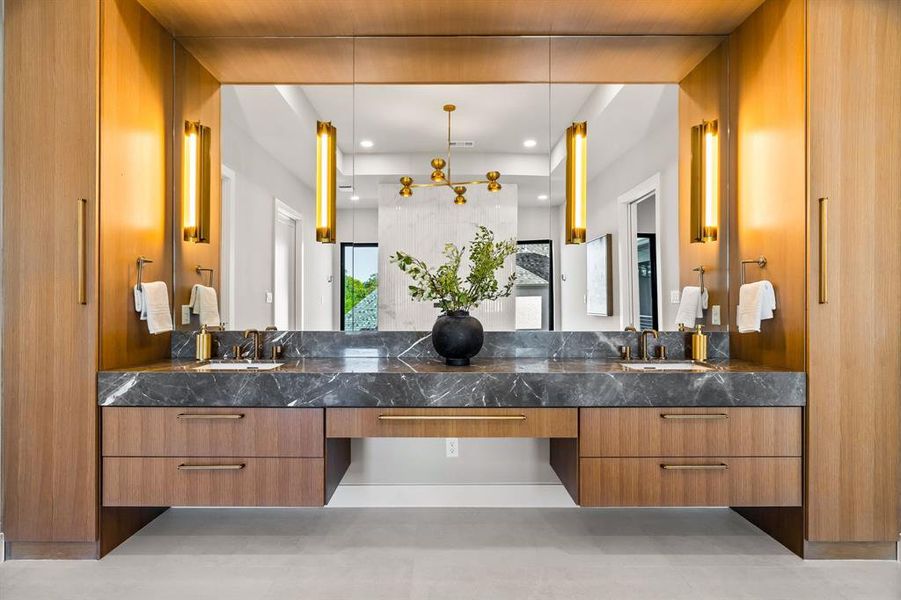 Bathroom with double vanity and recessed lighting Bathroom with double vanity and recessed lighting