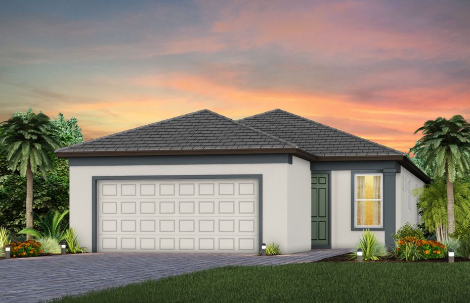 Representative exterior photo of a completed home built from the Contour by Del Webb in Del Webb Explore North River Ranch, Parrish, FL (Image 2). Representative exterior photo of a completed home built from the Contour by Del Webb in Del Webb Explore North River Ranch, Parrish, FL (Image 2).