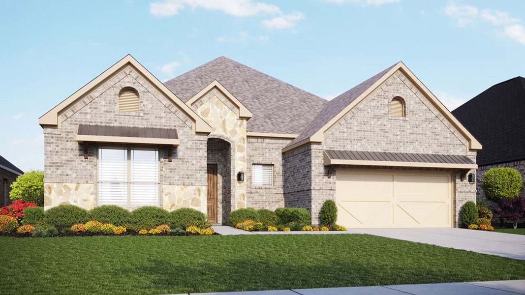 Representative exterior photo of a completed home built from the Yale by DRB Homes in Retreat at San Gabriel, Georgetown, TX (Image 2).