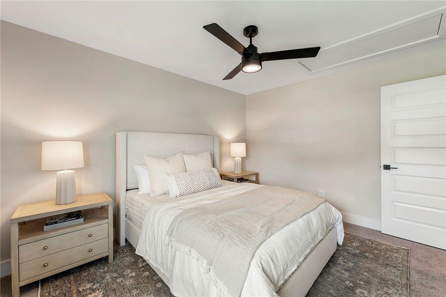 This tranquil bedroom offers a serene retreat with