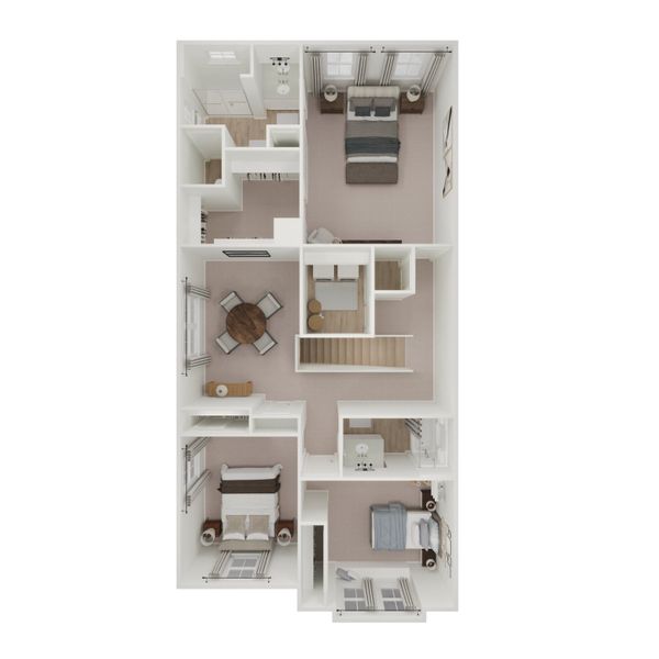 2D floor plan layout for the Fullerton II by K. Hovnanian® Homes in Salerno Reserve Townhomes, Stuart, FL (Image 24).