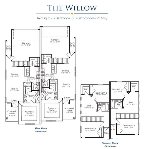2D floor plan layout for the Willow by Prominence Homes in The Porch at Du Pre, Buda, TX (Image 3).