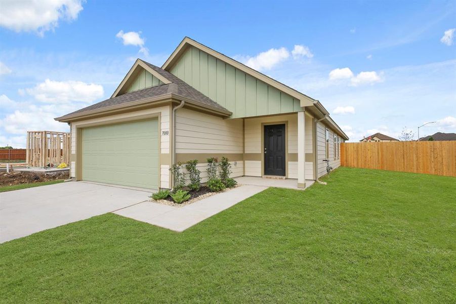 Front exterior of a new home in Rocky Creek Crossing, Fort Worth, TX, highlighting curb appeal (Image 11). Front exterior of a new home in Rocky Creek Crossing, Fort Worth, TX, highlighting curb appeal (Image 11).