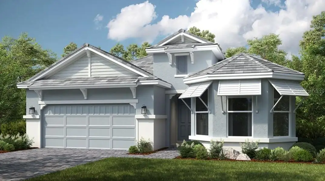 Front exterior of a new home in Esplanade at Westview, Kissimmee, FL, highlighting curb appeal (Image 1). Front exterior of a new home in Esplanade at Westview, Kissimmee, FL, highlighting curb appeal (Image 1).