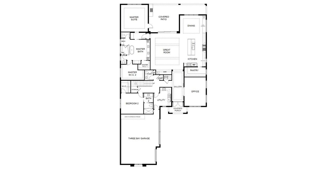 2D floor plan layout for the Caspian by GHO Homes in The Strand, Vero Beach, FL (Image 4).