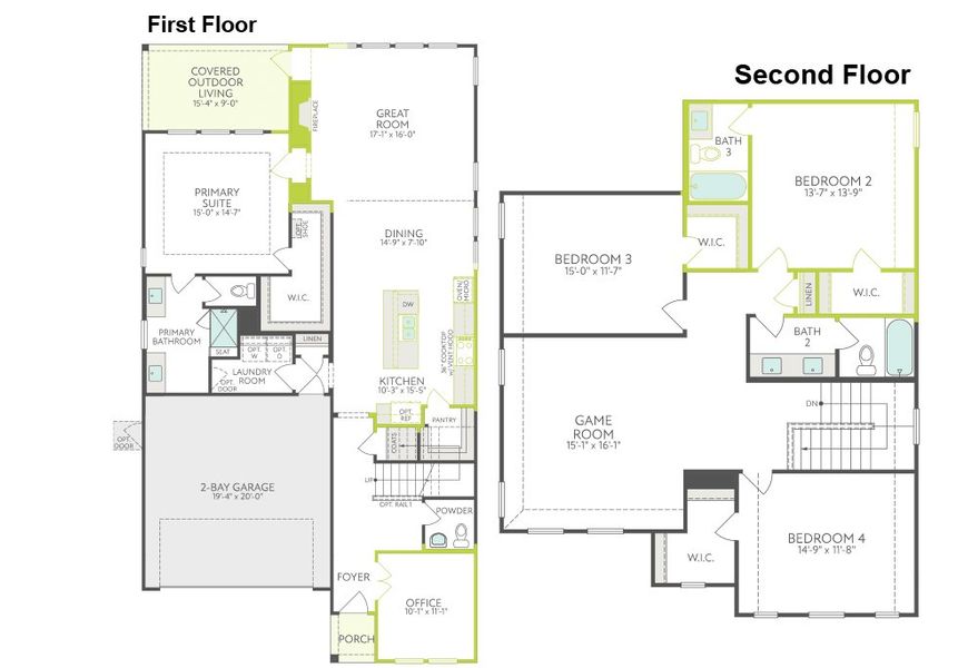 2D floor plan layout of this home in The Retreat at Harvest, Argyle, TX (Image 5).
