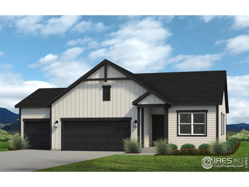 Front exterior of a new home in Hudson Hills, Hudson, CO, highlighting curb appeal (Image 2).