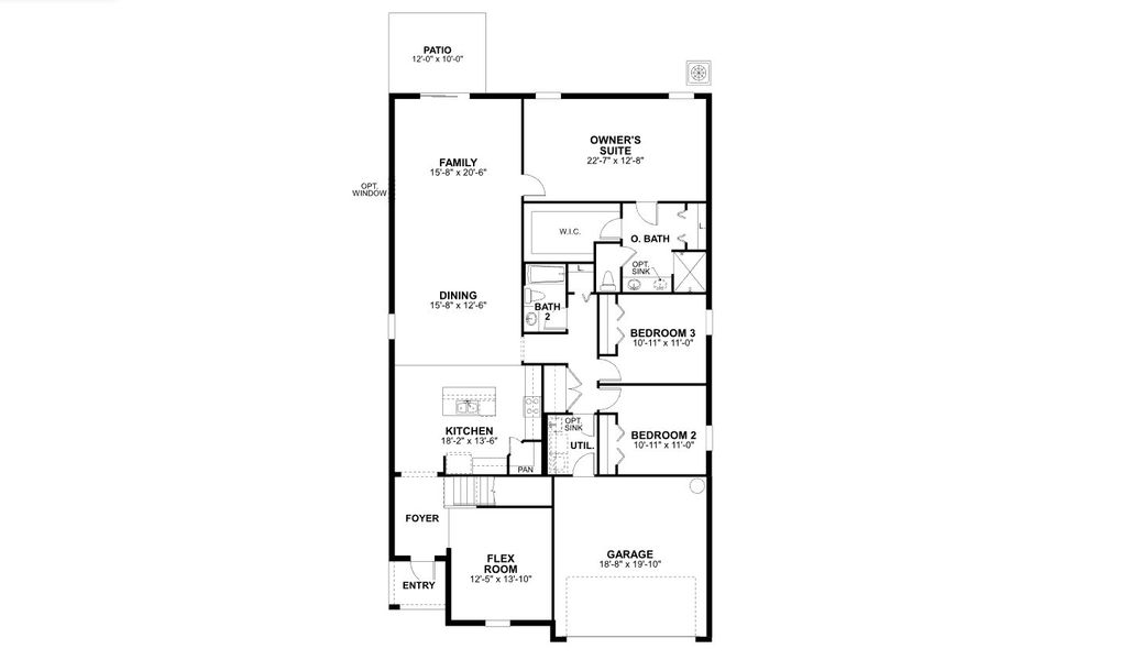 2D floor plan layout for the Elmhurst Bonus by M/I Homes in Fox Branch, Lakeland, FL (Image 3).