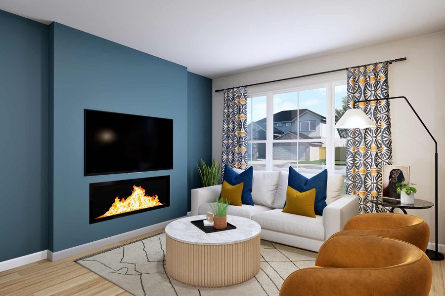 The Mistflower - Family Room Optional Electrical Fireplace