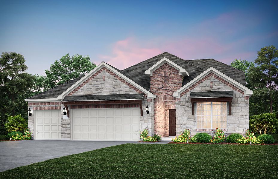 The Mooreville, a two-story new construction home with 3-car garage, shown with Home Exterior D