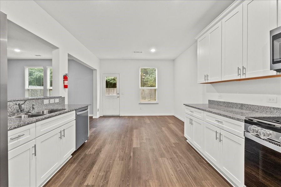 View of Kitchen and Dining Room