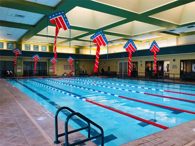 Swim laps year-round in this generously sized indoor community pool. Swim laps year-round in this generously sized indoor community pool.