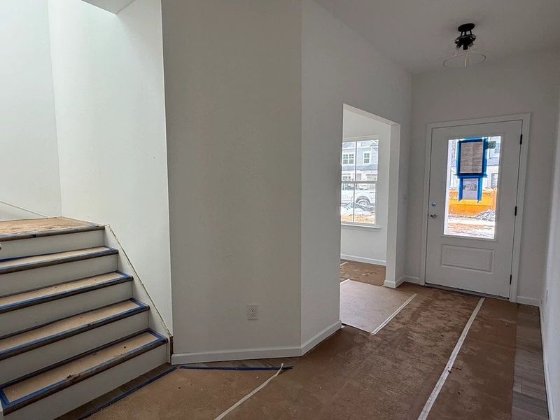 Foyer featuring the AW Collection® Rosemary - Natural light and bold color create grounded warmth.