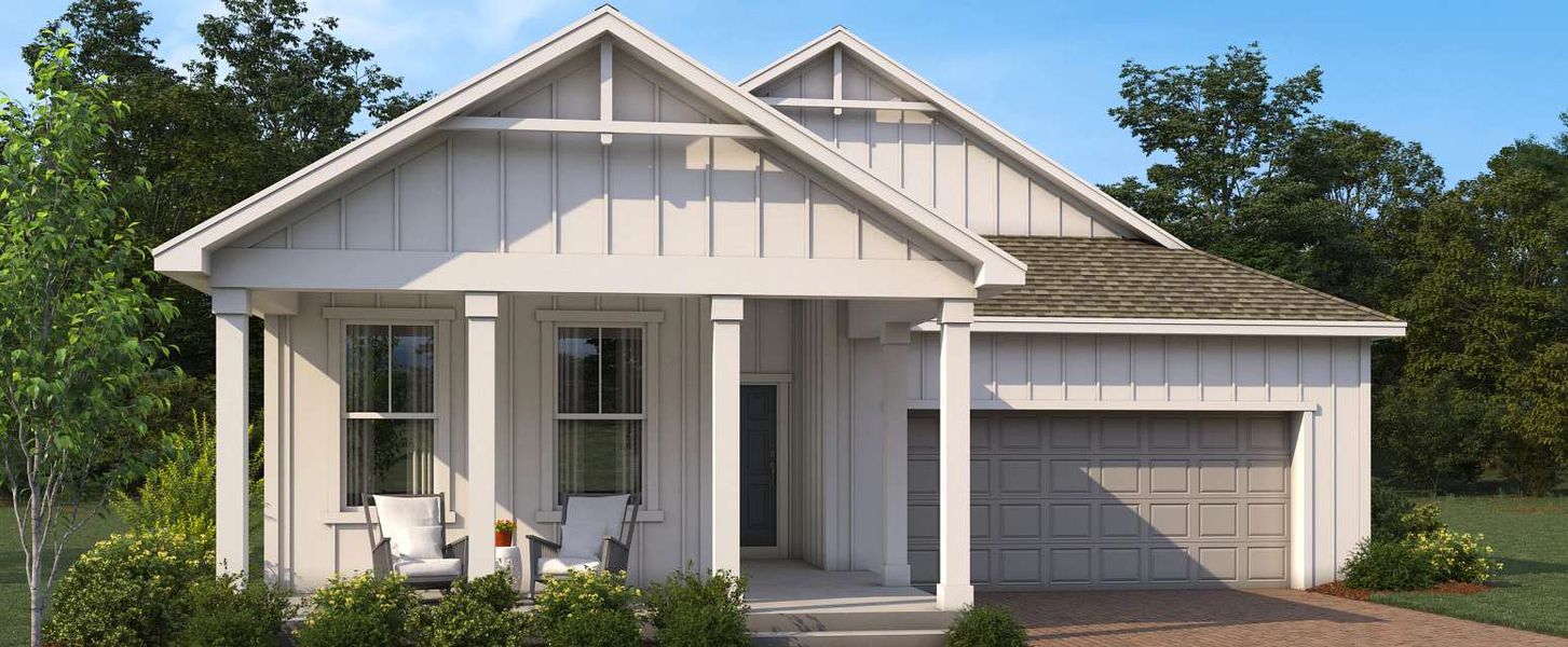 Representative exterior photo of a completed home built from the Hemingway II by Ashton Woods in Ardisia Park Traditional, New Smyrna Beach, FL (Image 2). Representative exterior photo of a completed home built from the Hemingway II by Ashton Woods in Ardisia Park Traditional, New Smyrna Beach, FL (Image 2).