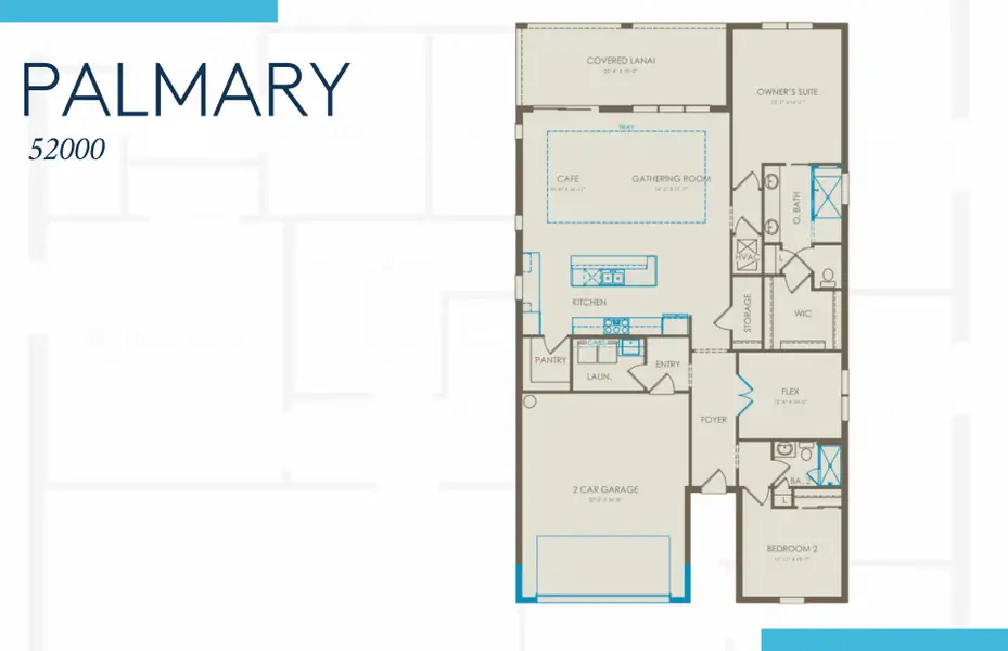 2D floor plan layout of this home in Del Webb Oak Creek, North Fort Myers, FL (Image 4).