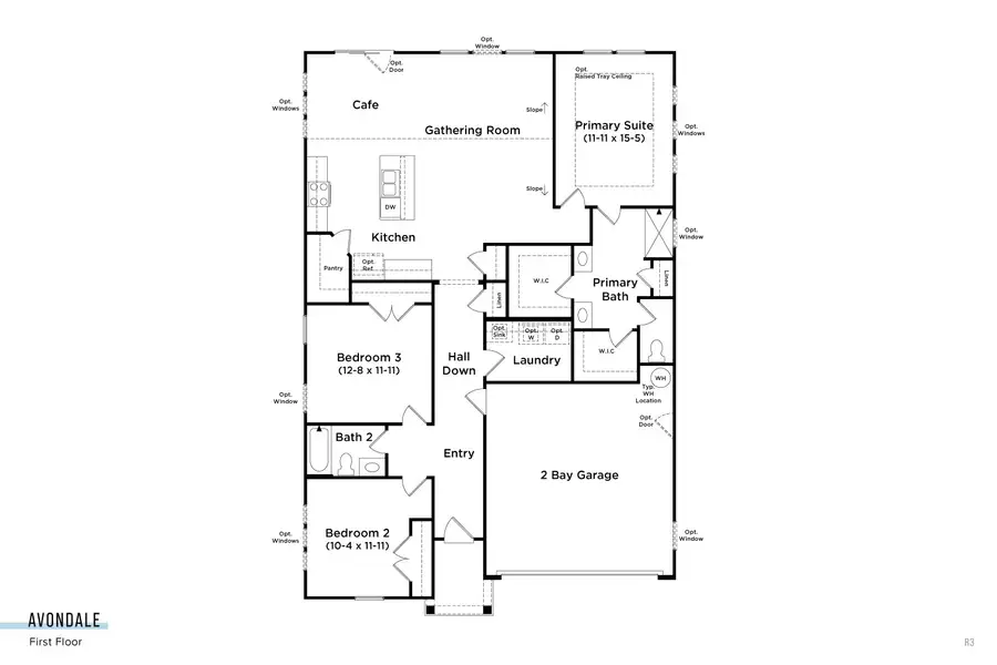 2D floor plan layout for the Avondale by DRB Homes in McClure Farms, Columbia, TN (Image 3). 2D floor plan layout for the Avondale by DRB Homes in McClure Farms, Columbia, TN (Image 3).