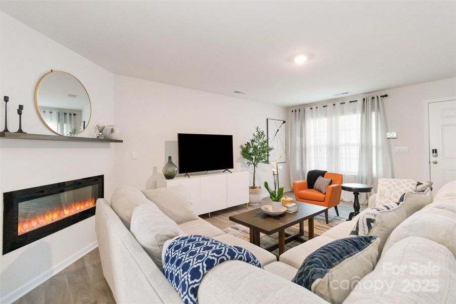 Living room with electric fireplace