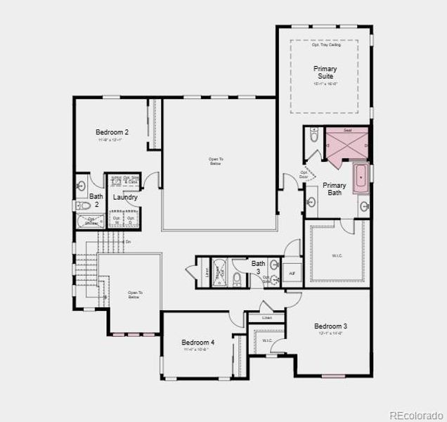 2D floor plan layout of this home in Hillside at Crystal Valley Destination Collection, Castle Rock, CO (Image 32).