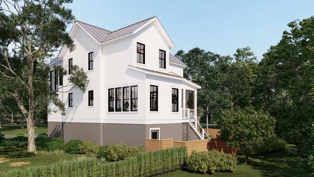 Front exterior of a new home in , Isle Of Palms, SC, highlighting curb appeal (Image 15). Front exterior of a new home in , Isle Of Palms, SC, highlighting curb appeal (Image 15).