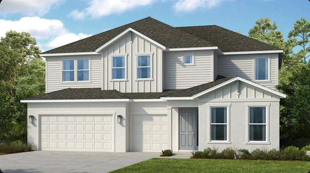 Front exterior of a new home in Skye Ranch Community Group Page, Sarasota, FL, highlighting curb appeal (Image 1). Front exterior of a new home in Skye Ranch Community Group Page, Sarasota, FL, highlighting curb appeal (Image 1).