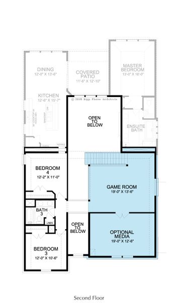2D floor plan layout for the Madison by Landon Homes in Fields - East Village, Frisco, TX (Image 8). 2D floor plan layout for the Madison by Landon Homes in Fields - East Village, Frisco, TX (Image 8).