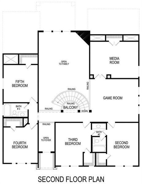 2D floor plan layout of this home in Birdsong - Harwood, Mansfield, TX (Image 5).